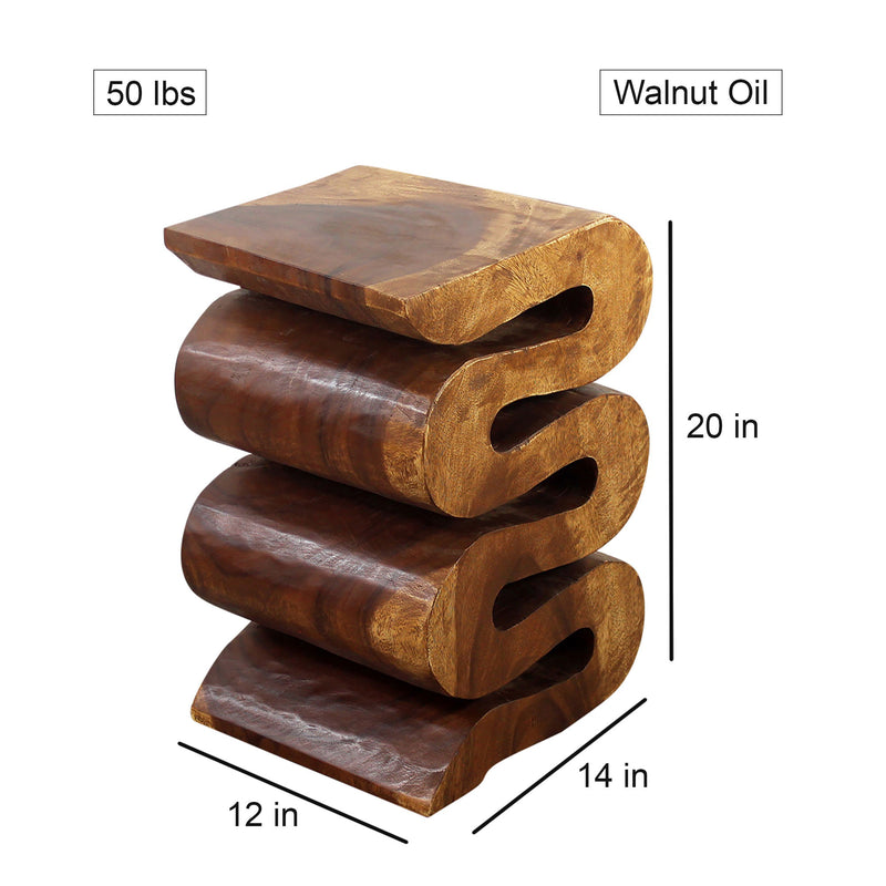 Haussmann® Wood Wave Verve Accent Snake Table 12x14x20 in H Walnut Oil