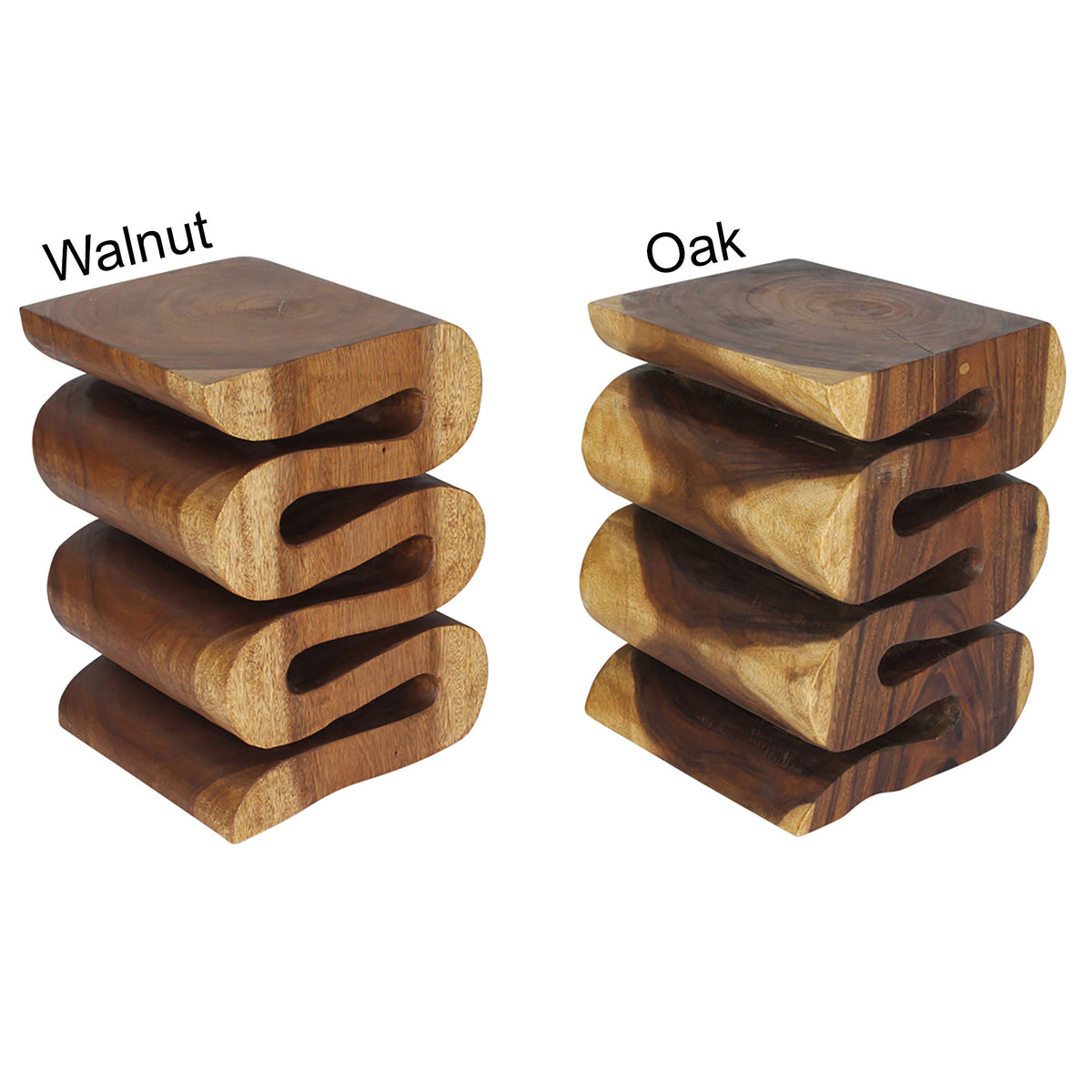 Haussmann Wave Verve Sculptural Snake Accent Table, Oak, 14 x 14 x 20 in H