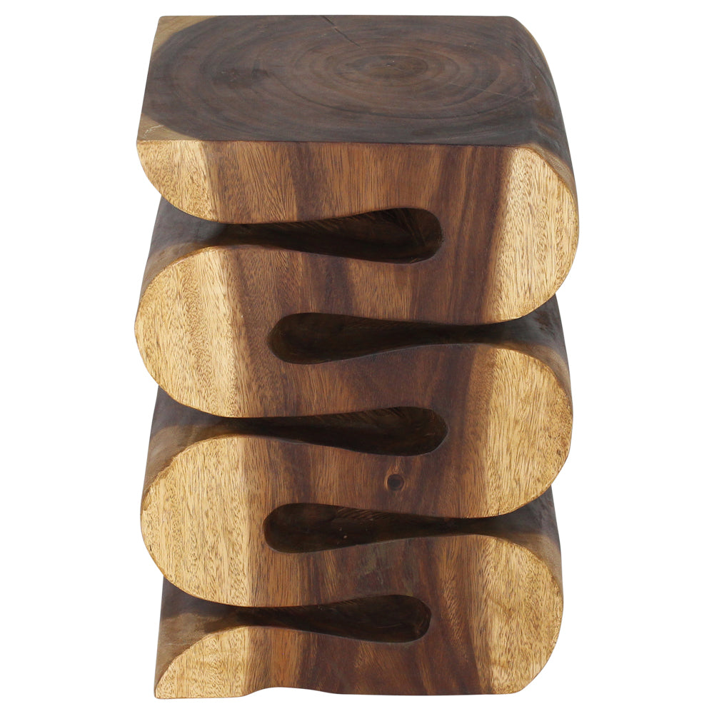 Haussmann Wave Verve Sculptural Snake Accent Table, Oak, 14 x 14 x 20 in H
