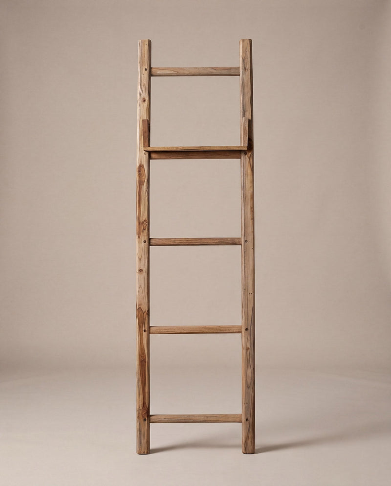 Studio hero, hand carved solid wood teak towel ladder