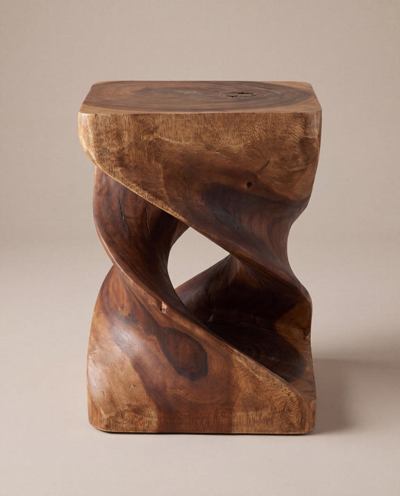 Double twist end table, walnut, studio hero