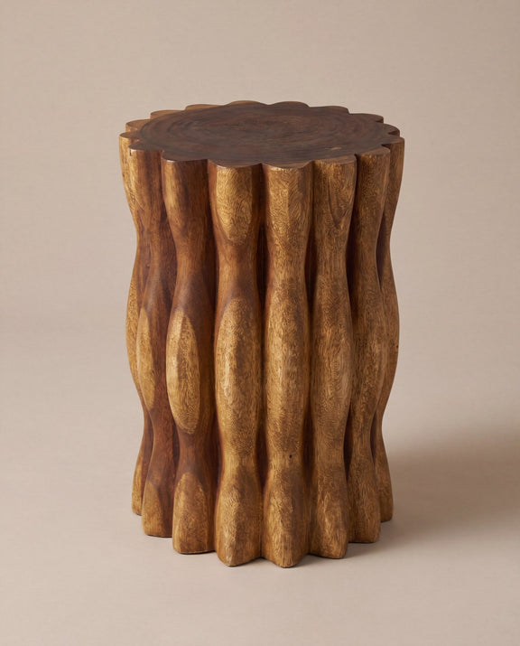 Mangrove root stump end table, oak, studio hero