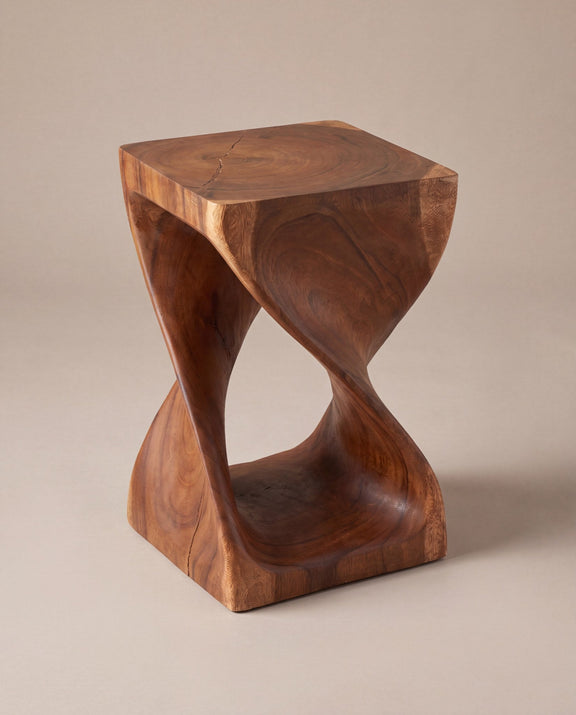 Twist end table, walnut, studio hero