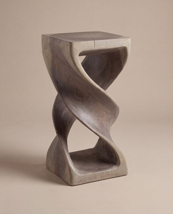 Double twist end table, oak, studio hero