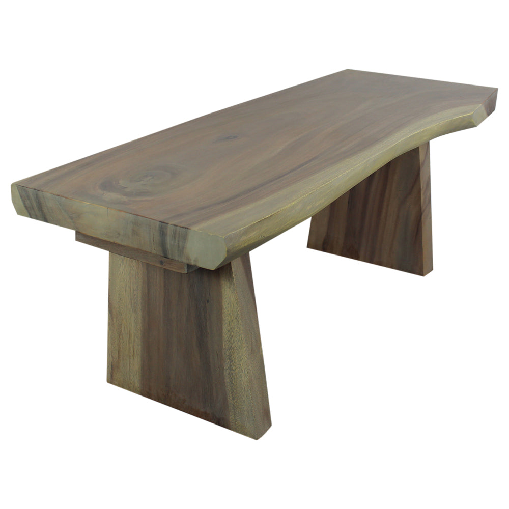 Haussmann® Wood Natural Edge Bench 48 in x 18 x 18 in H KD Grey Oil