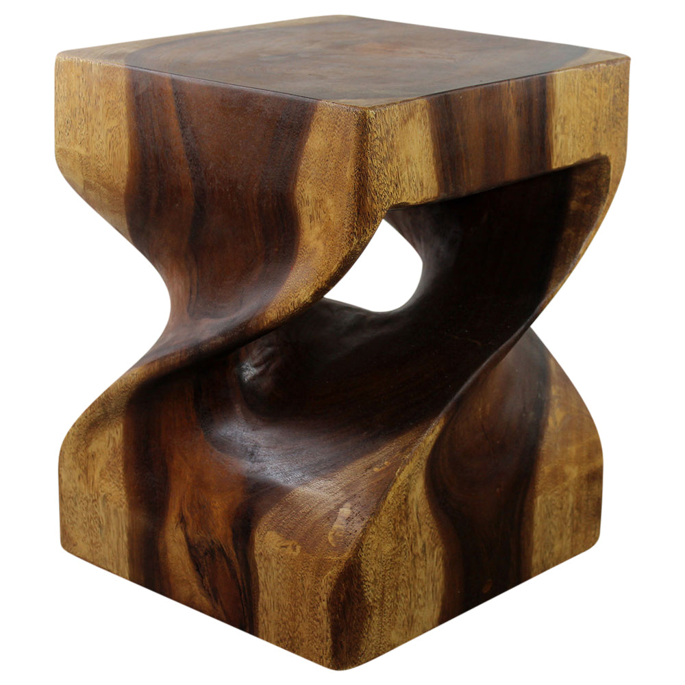 Haussmann® Wood Big Twist DUO End Table 16 SQ x 20 inch High Walnut Oil