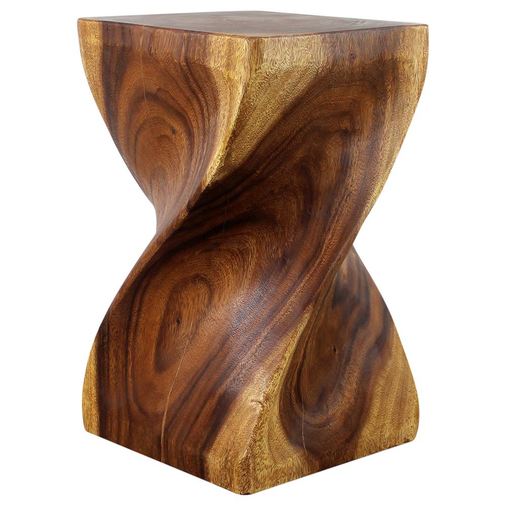 Haussmann® Big Twist Wood Stool Table 12 in SQ x 20 in H Walnut Oil - Haussmann Inc