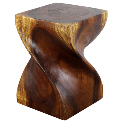 Haussmann® Big Twist Wood Stool Table 14 in SQ x 20 in H Walnut Oil