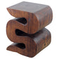 Haussmann Big Wave hand-carved wood end table, Mocha, 12 x 14 x 18 in H