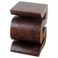 Haussmann Big Wave hand-carved wood end table, Mocha, 12 x 14 x 18 in H