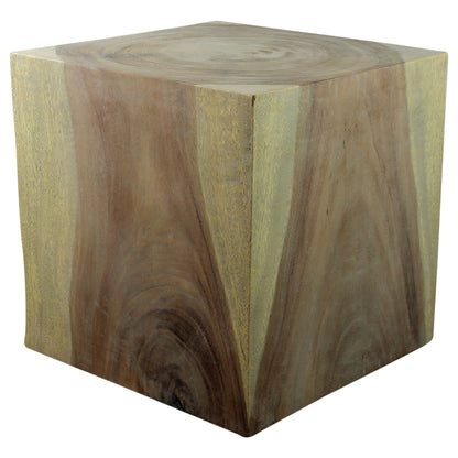 Haussmann® Wood Cube Table 18 in SQ x 18 in High Hollow inside Grey Oil