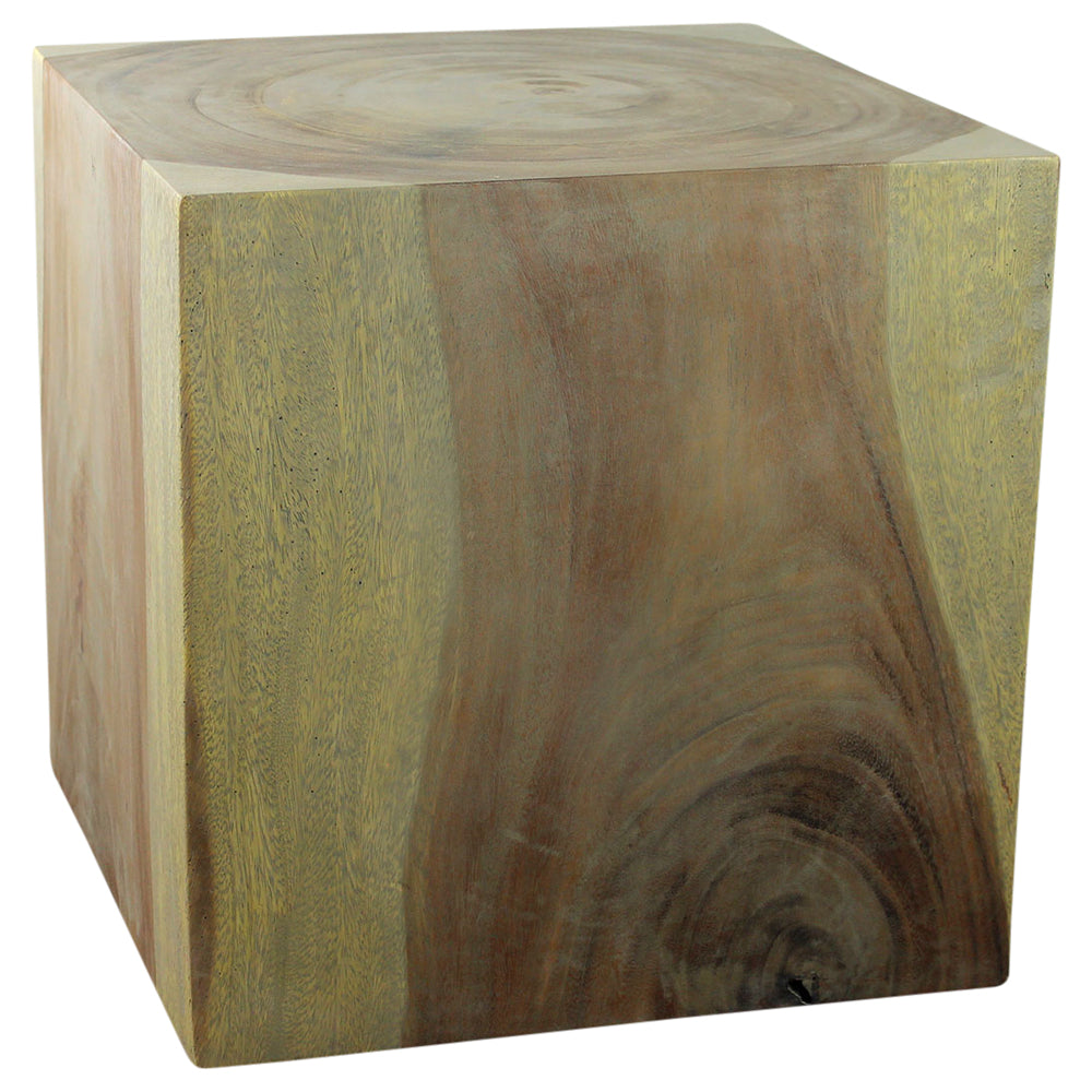 Haussmann® Wood Cube Table 18 in SQ x 18 in High Hollow inside Grey Oil
