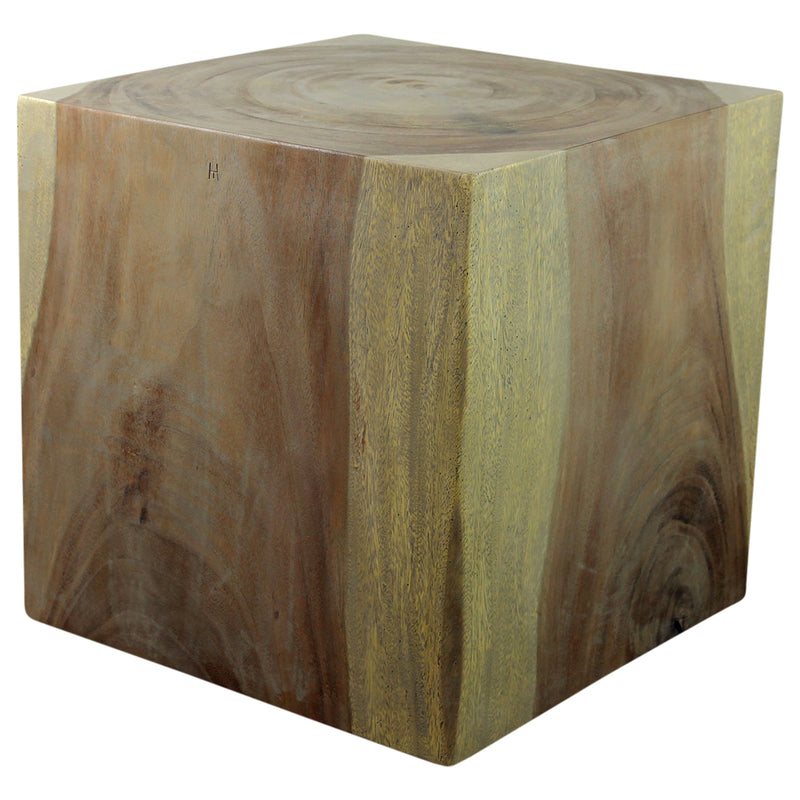 Haussmann® Wood Cube Table 18 in SQ x 18 in High Hollow inside Grey Oil