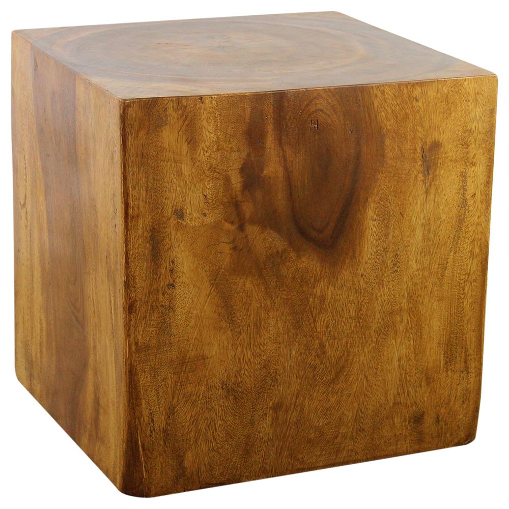 Haussmann® Wood Cube Table 18 in SQ x 18 in High Hollow inside Oak Oil - Haussmann Inc