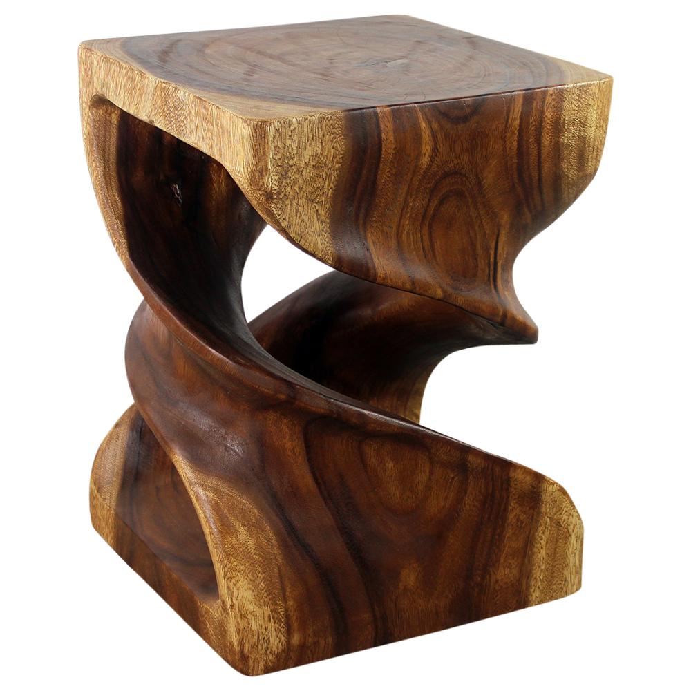 Haussmann® Wood Double Twist End Table 15 x 15 x 20 in High Walnut Oil - Haussmann Inc