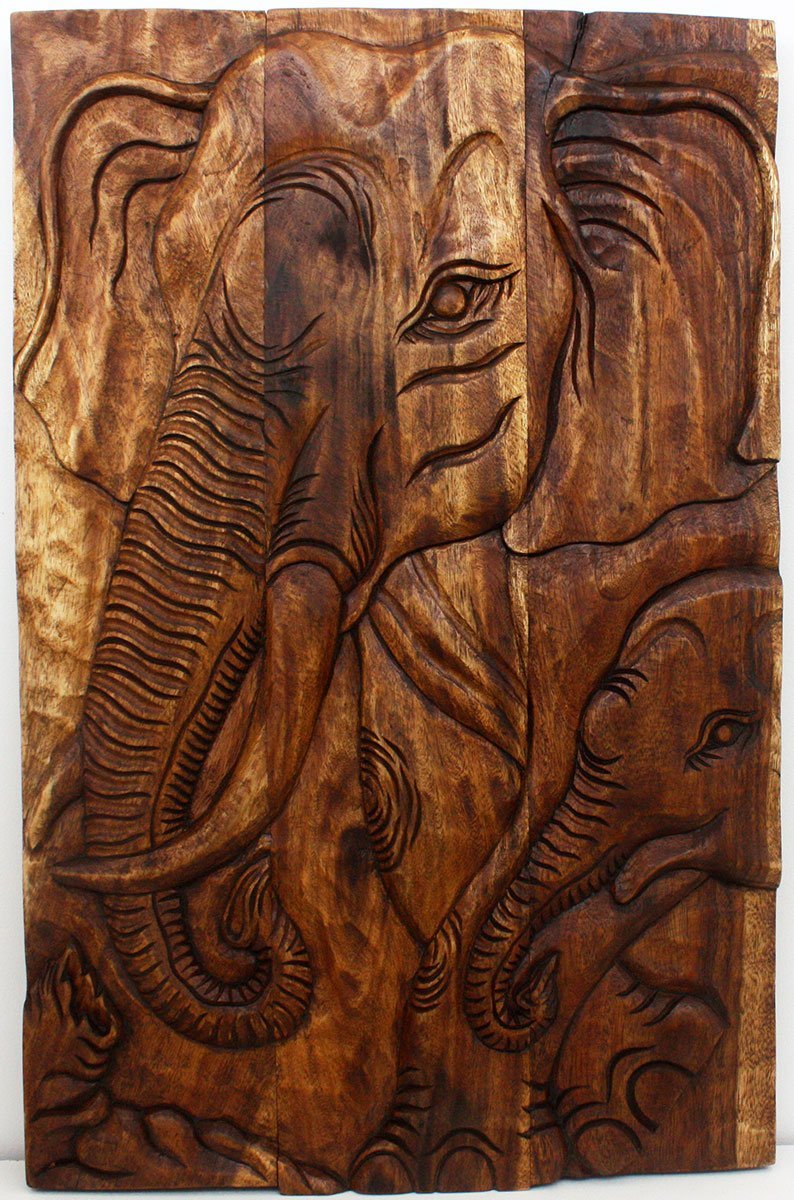 Haussmann® Elephant Gentle Giant Mother 24 x 36 in H Walnut Oil - Haussmann Inc