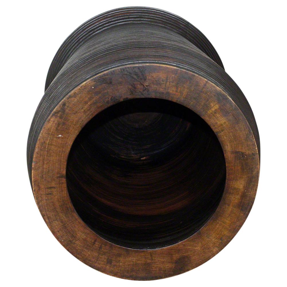 Haussmann® Wood Groovey Round Table Pot 15 D x 20 inch High Mocha Oil