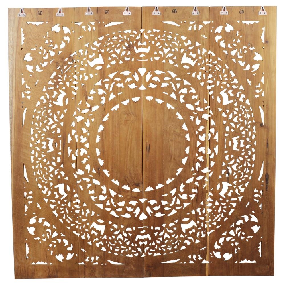 Haussmann® Teak Lotus Panel 48 x 48 inches H-3D  Natural Wax - Haussmann Inc