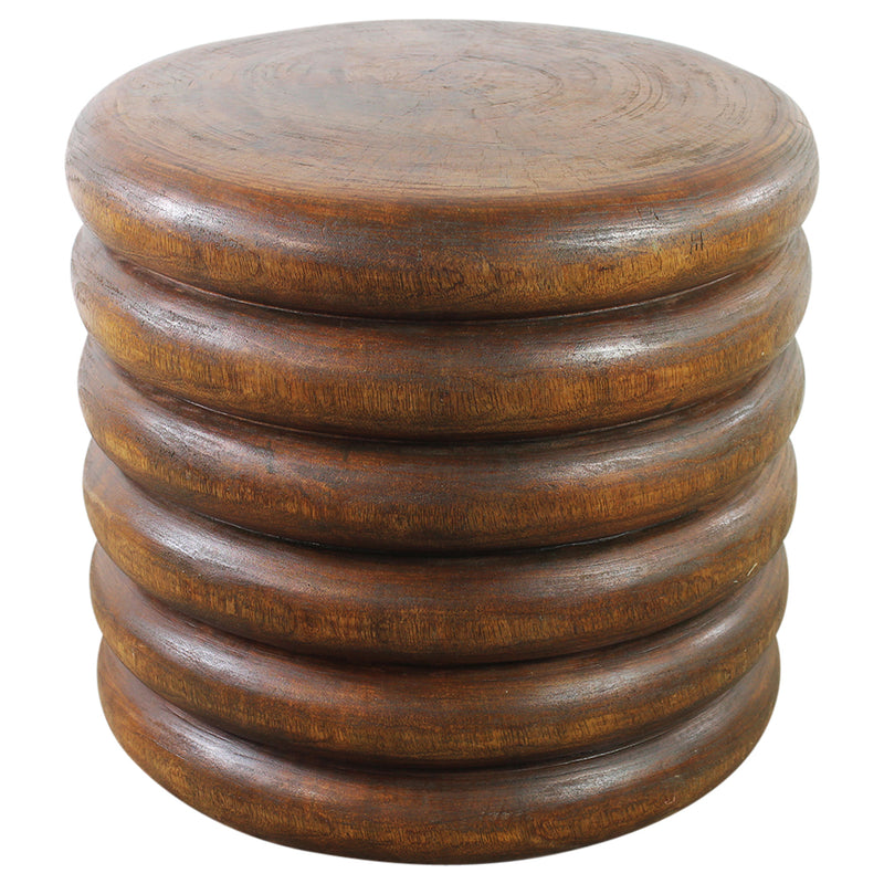 Mango Stacked Rings Accent Table 20 D x 18 in High Antique Oak Oil