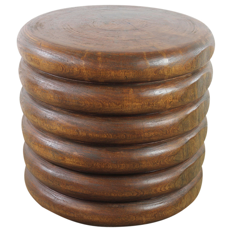 Mango Stacked Rings Accent Table 20 D x 18 in High Antique Oak Oil