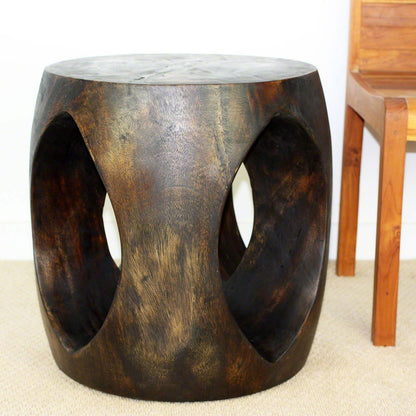 Haussmann® Wood Oval Windows Coffee Table 20 inch DIA x 20 inch H Mocha