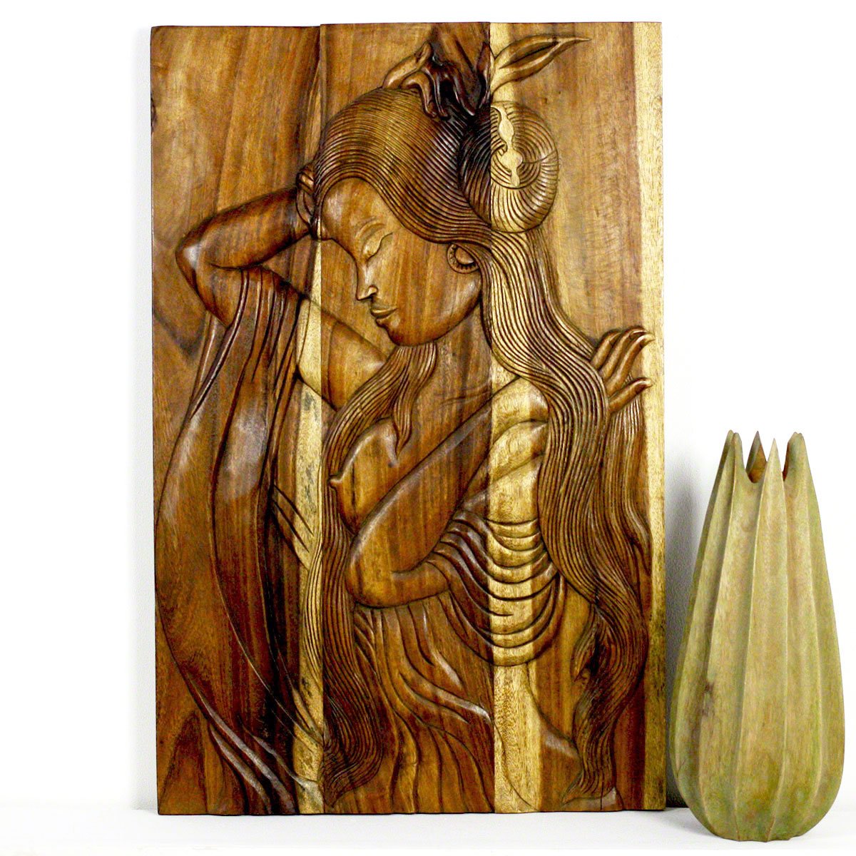 Haussmann® Wood Phuying (Woman) 24 x 36 in H Antique Oak