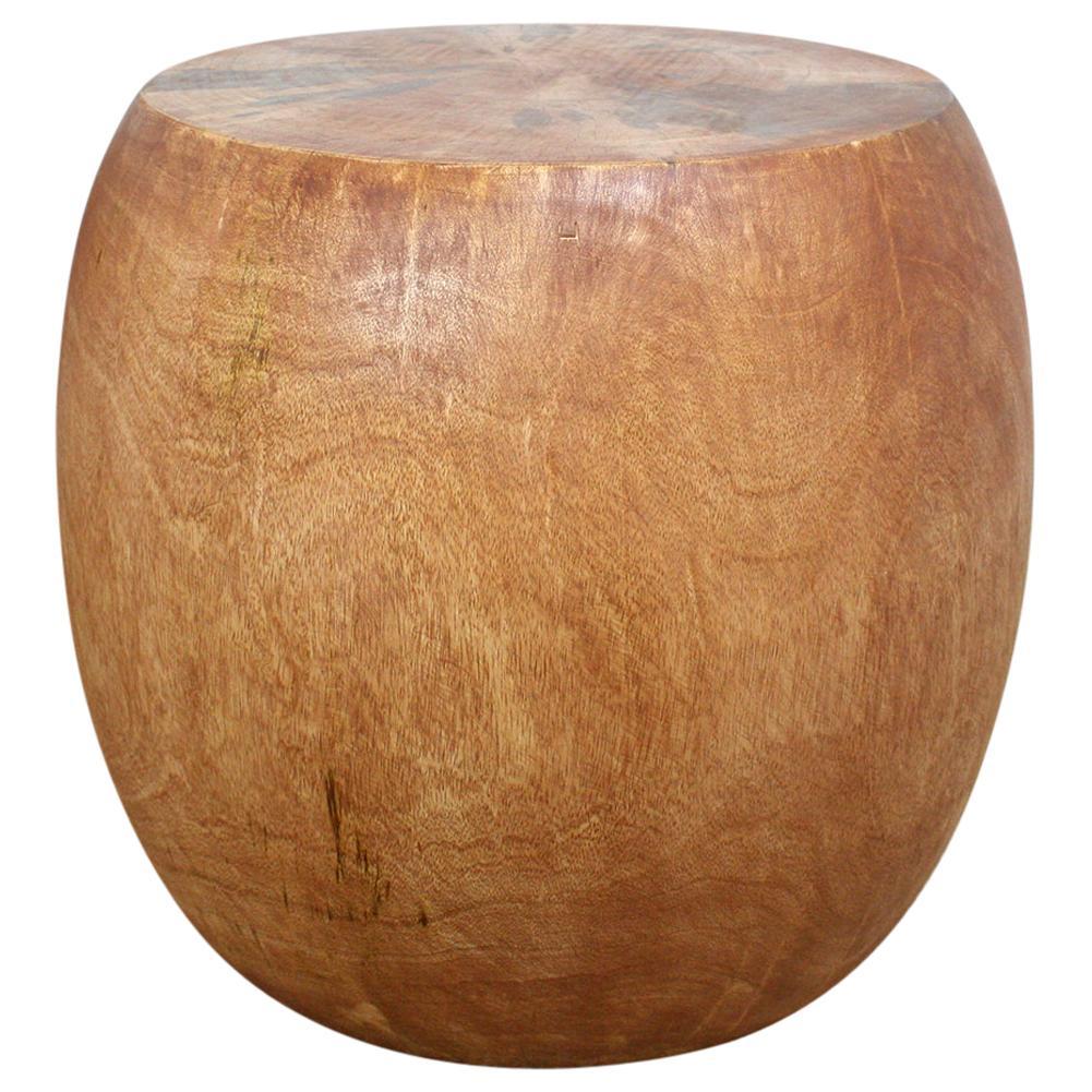 Haussmann® Mango Wood Pouf Stool 20 in DIA x 18 in High Light Teak Oil - Haussmann Inc