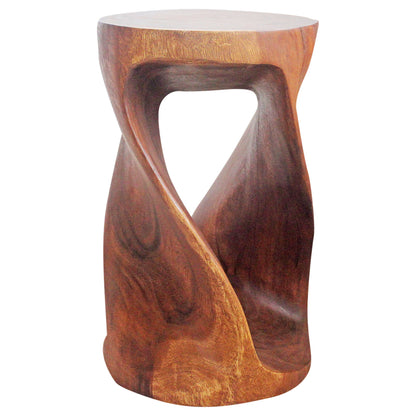 Haussmann® Round Wood Twist Accent Table 14 in DIA x 23 in High Walnut Oil
