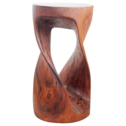 Haussmann® Round Wood Twist Accent Table 14 in DIA x 26 in High Walnut Oil