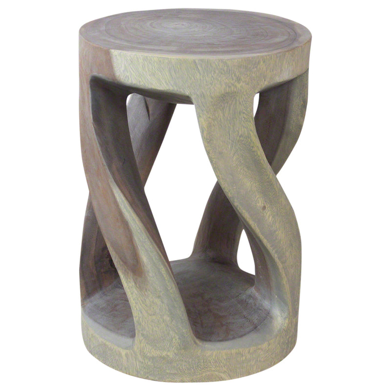 Haussmann® Round Wild Twisted Vine End Table 14 in D x 20 in H Grey Oil