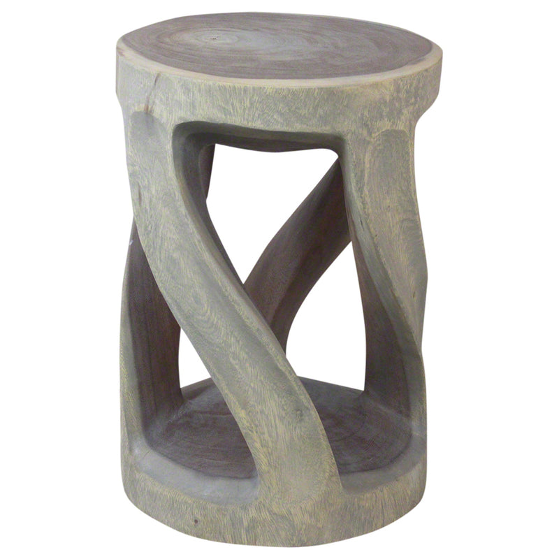 Haussmann® Round Wild Twisted Vine End Table 14 in D x 20 in H Grey Oil