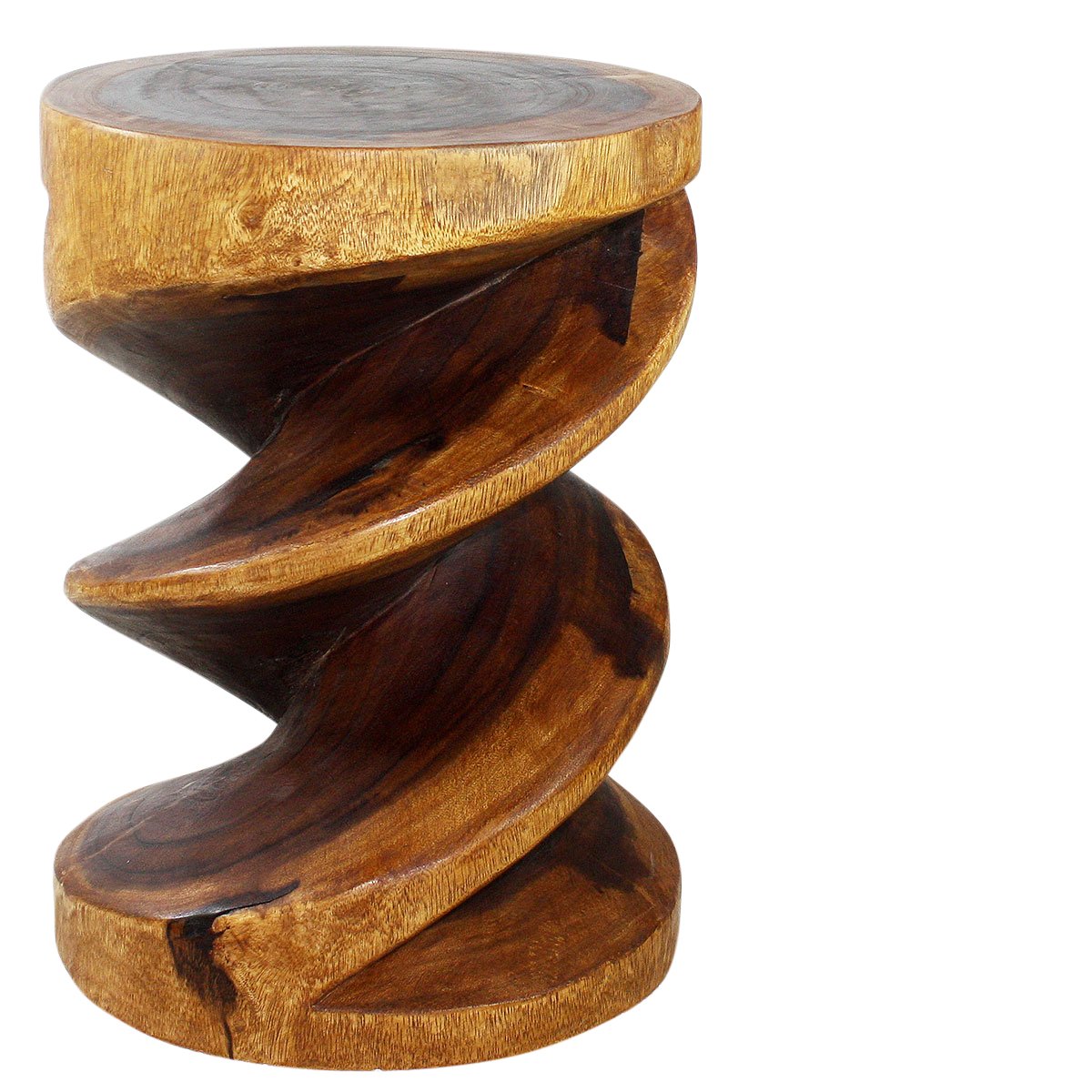 Haussmann® Wood Spiral Zig Zag End Table 15 D x 20 inch High Walnut Oil