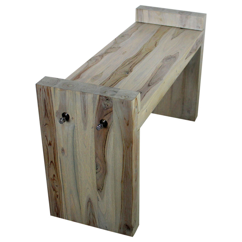 Haussmann® Teak Block Bench 36 x 12.5 x 20.5 inch High KD Grey Oil