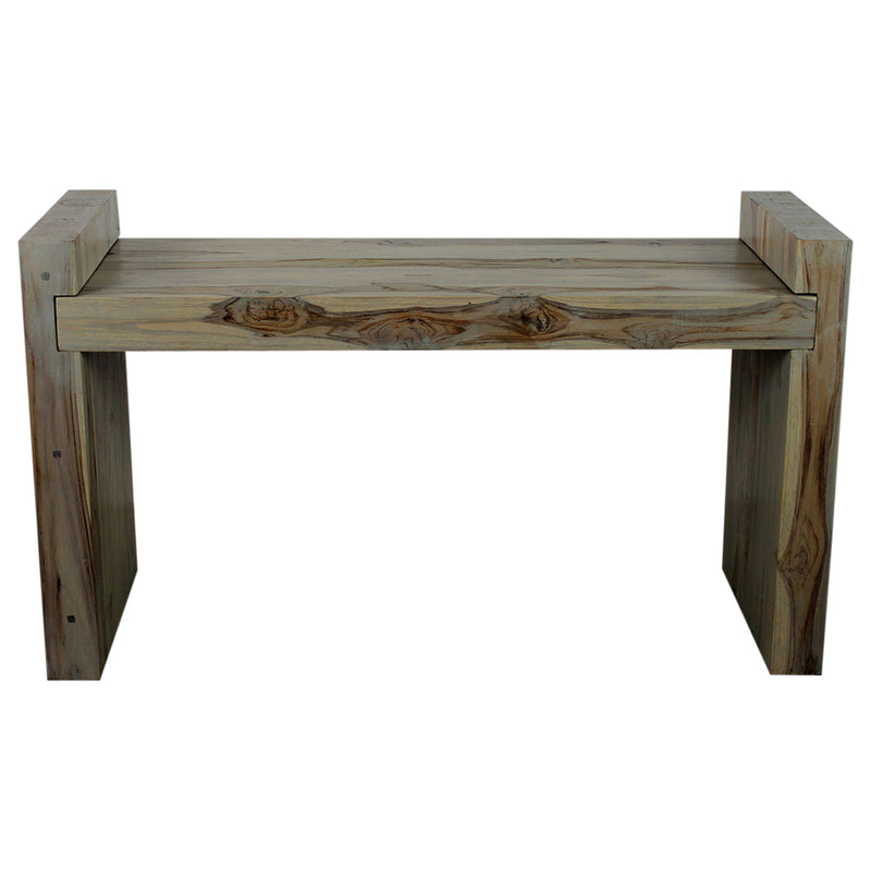 Haussmann® Teak Block Bench 36 x 12.5 x 20.5 inch High KD Grey Oil