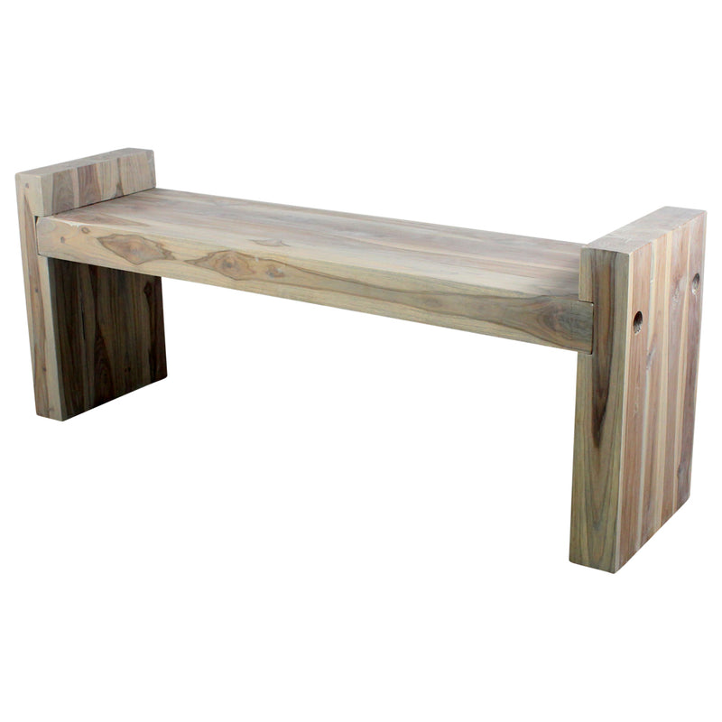 Haussmann® Teak Block Bench 48 x 12 x 19 inch High KD Grey Oil