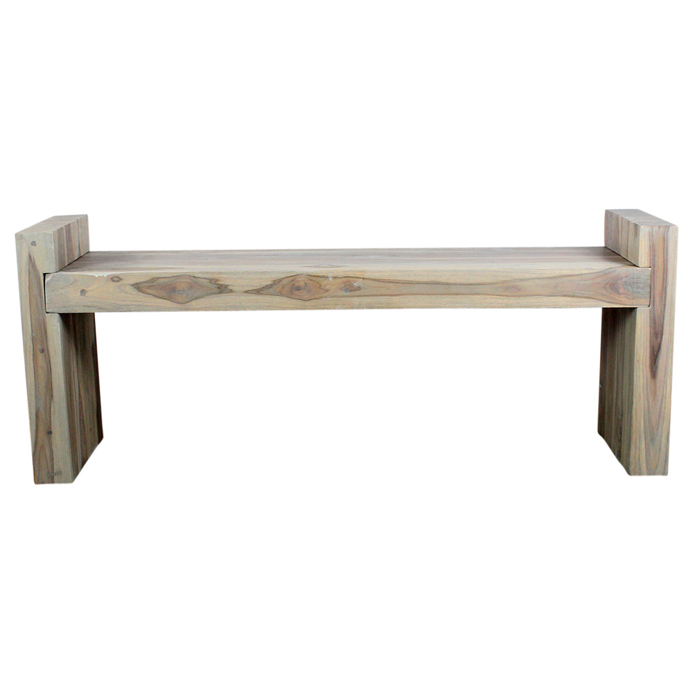 Haussmann® Teak Block Bench 48 x 12 x 19 inch High KD Grey Oil