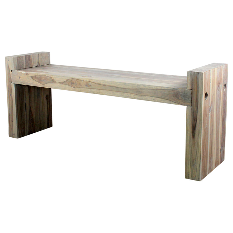 Haussmann® Teak Block Bench 48 x 12 x 19 inch High KD Grey Oil