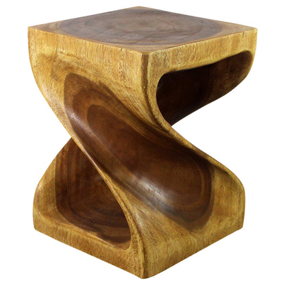 Haussmann® Wood Twist End Table 15 x 15 x 20 inch High Oak Oil