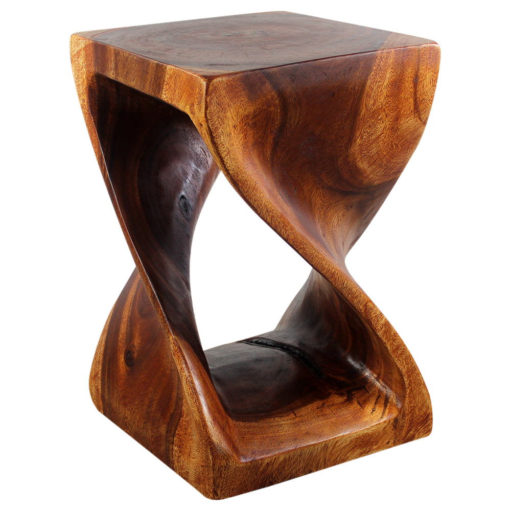 Haussmann® Wood Twist End Table 15 x 15 x 23 inch High Cherry Oil