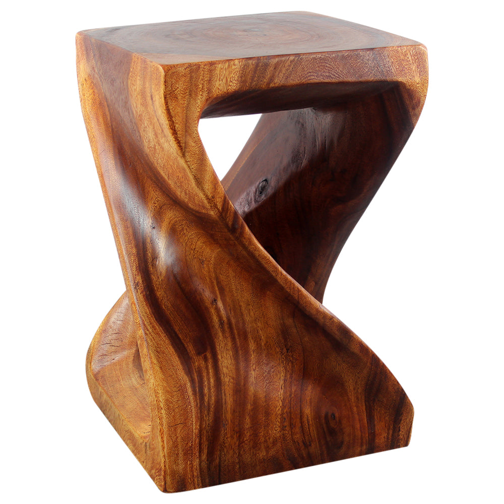 Haussmann® Wood Twist End Table 15 x 15 x 23 inch High Cherry Oil