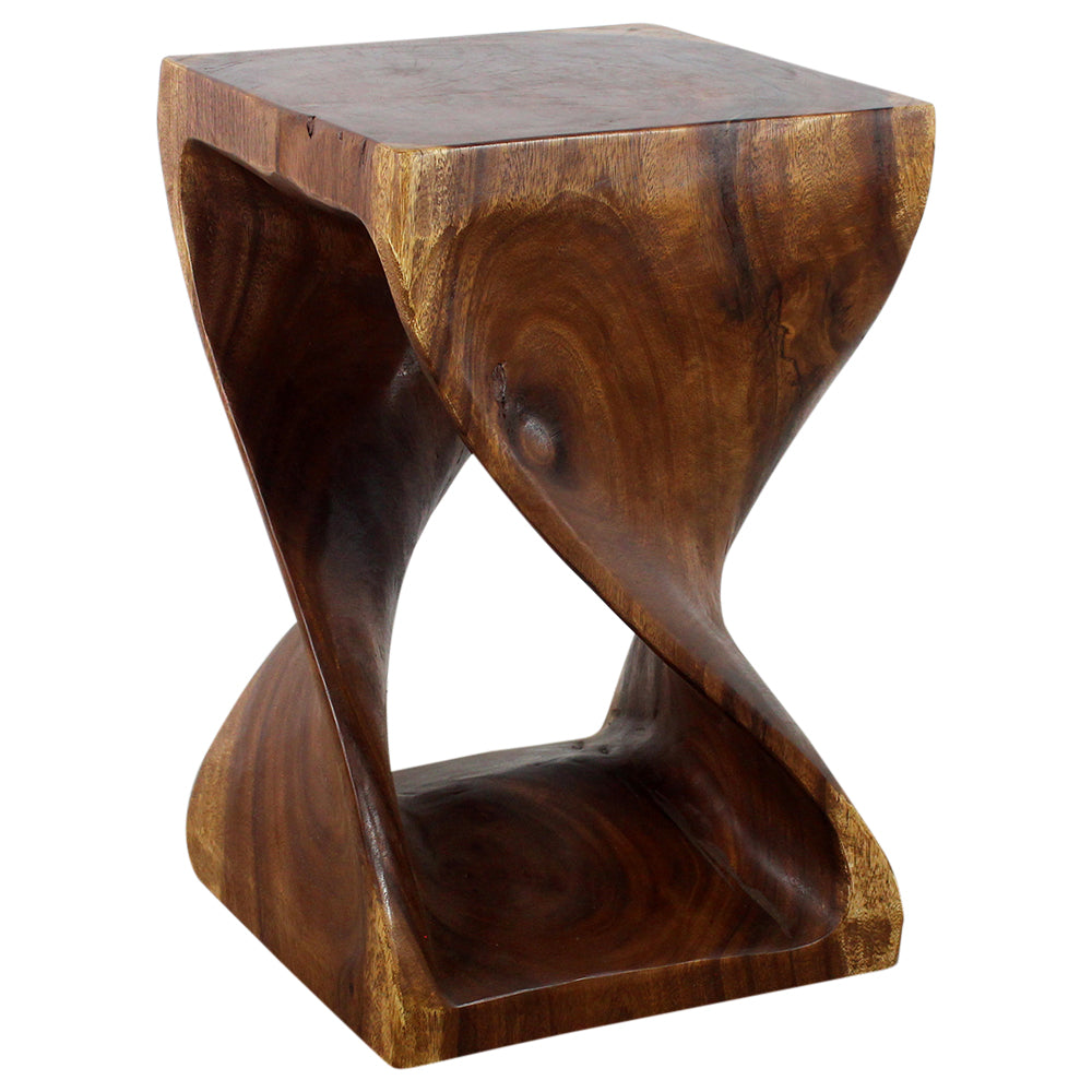 Haussmann® Wood Twist End Table 15 x 15 x 23 inch High Walnut Oil