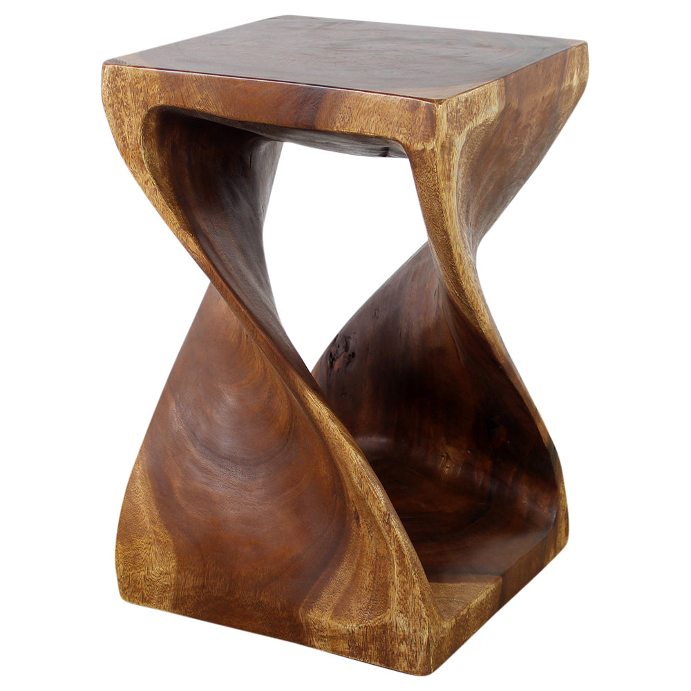 Haussmann® Wood Twist End Table 15 x 15 x 23 inch High Walnut Oil