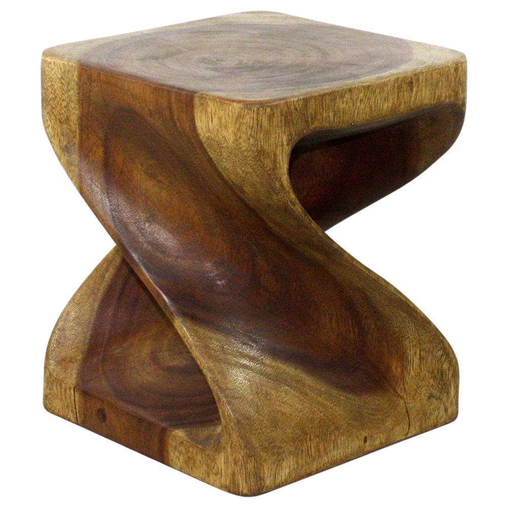 Haussmann® Original Wood Twist Stool 10 in SQ x 12 in High Antique Oak Oil - Haussmann Inc