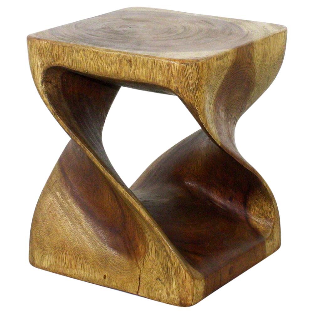 Haussmann® Original Wood Twist Stool 10 in SQ x 12 in High Antique Oak Oil - Haussmann Inc