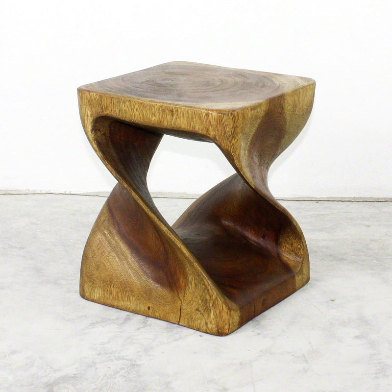 Haussmann® Original Wood Twist Stool 10 in SQ x 12 in High Antique Oak Oil - Haussmann Inc