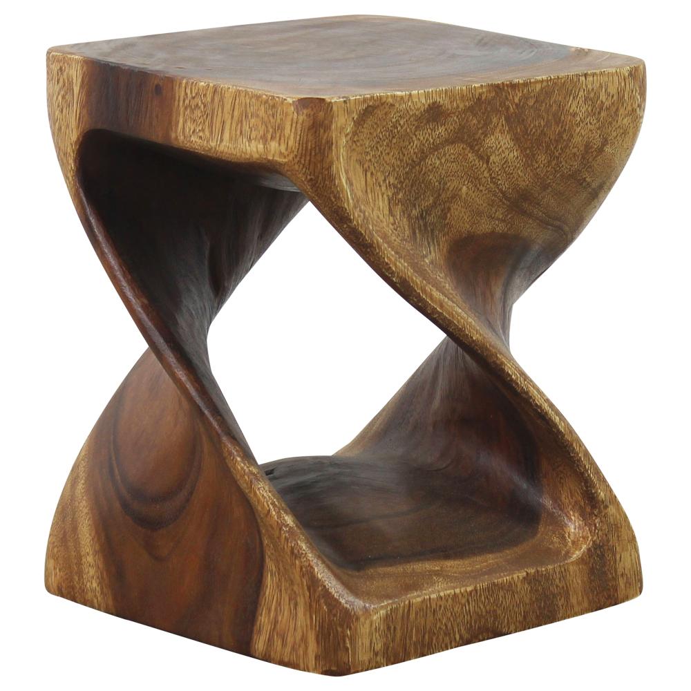 Haussmann® Original Wood Twist Stool 10 in SQ x 12 in High Walnut Oil - Haussmann Inc