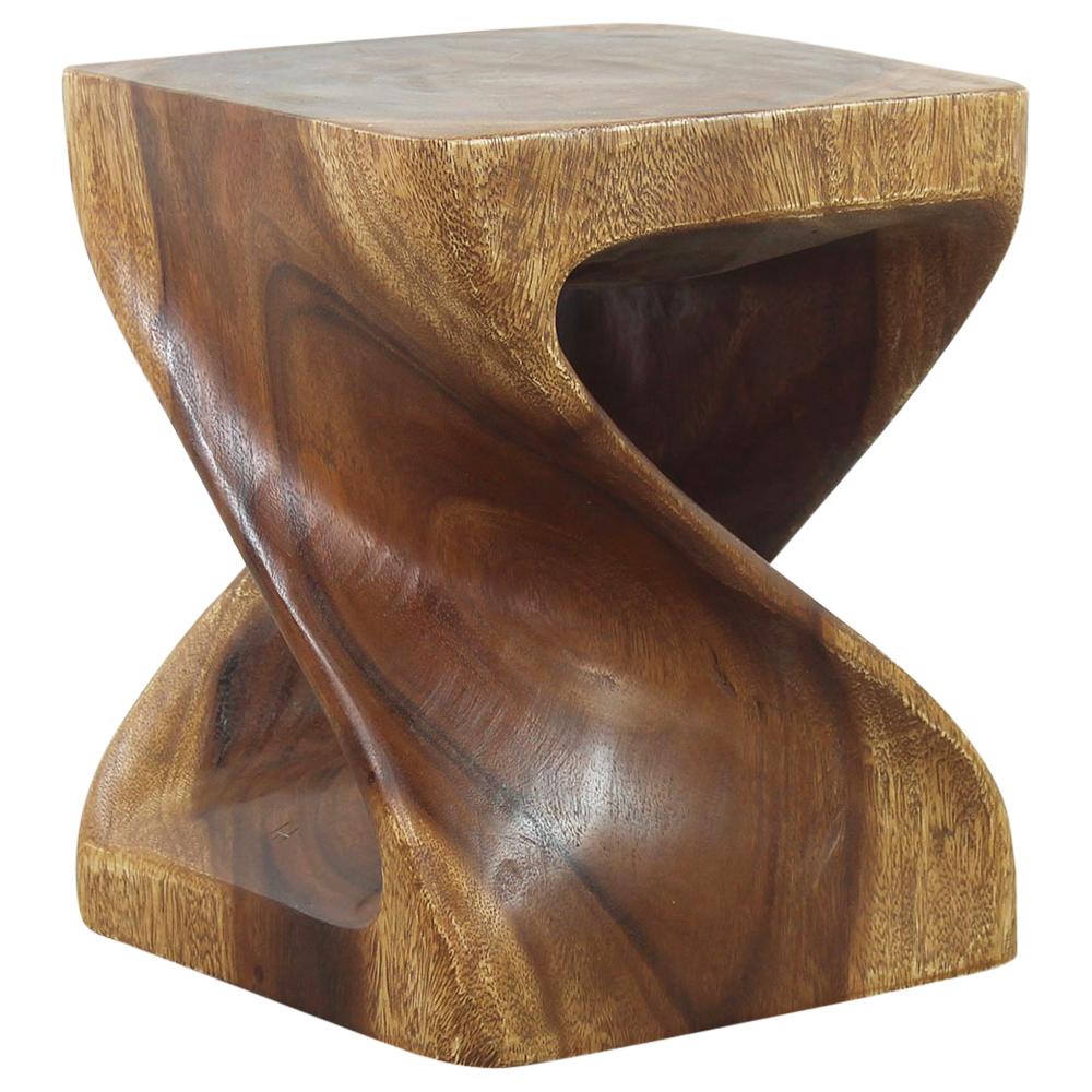 Haussmann® Original Wood Twist Stool 10 in SQ x 12 in High Walnut Oil - Haussmann Inc