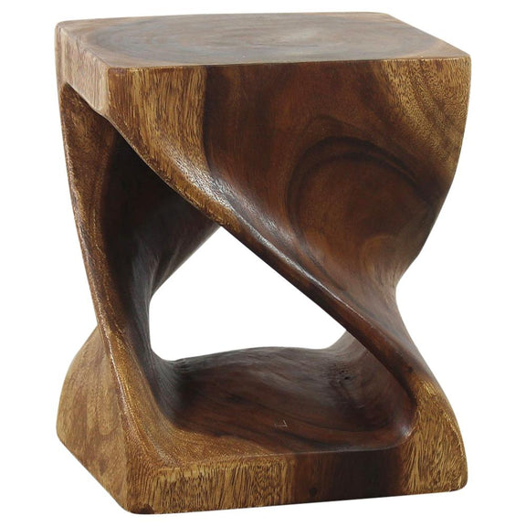 Haussmann® Original Wood Twist Stool 10 in SQ x 12 in High Walnut Oil - Haussmann Inc