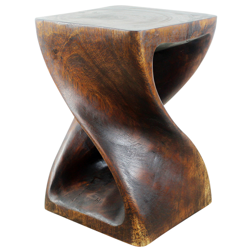 Haussmann® Original Wood Twist Stool 12 X 12 X 18 In High Mocha Oil