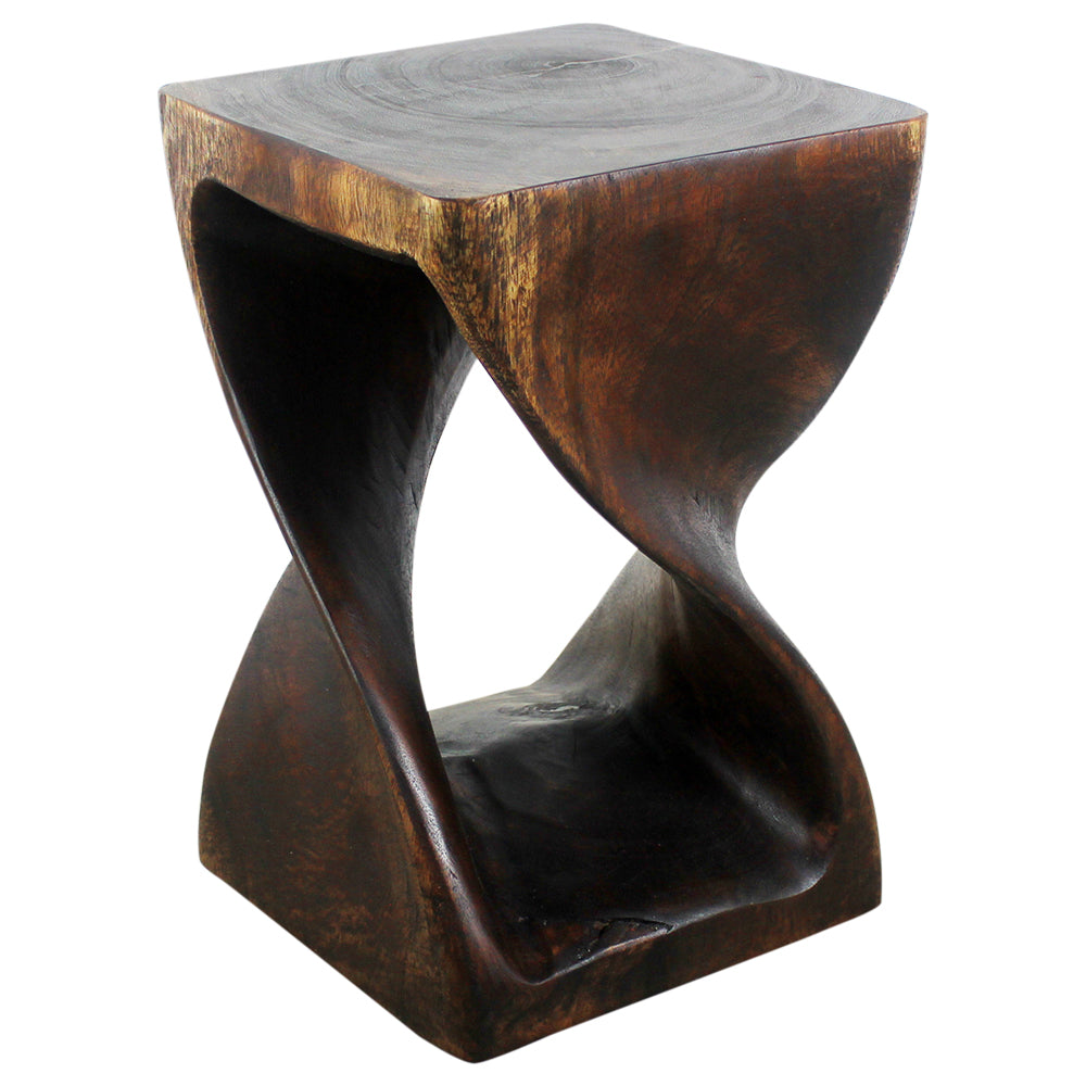 Haussmann® Original Wood Twist Stool 12 X 12 X 18 In High Mocha Oil